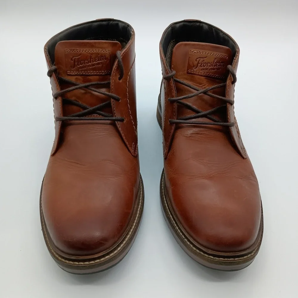 Florsheim Mens Brown‎ Leather Chukka Boots Lace Up Ankle Boots Size 8.5M